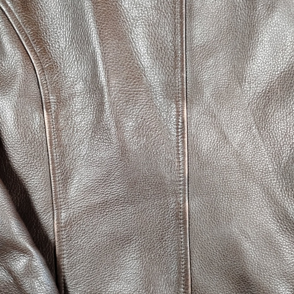 Kenneth Cole New York Womens Brown Leather Full Zip Moto Jacket Size Large L - Picture 11 of 15
